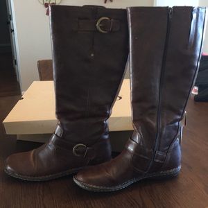 Wide calf brown boots
